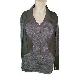 Zella Full Zip Active Jacket Double Zipper sz 2x Black Spce Dye